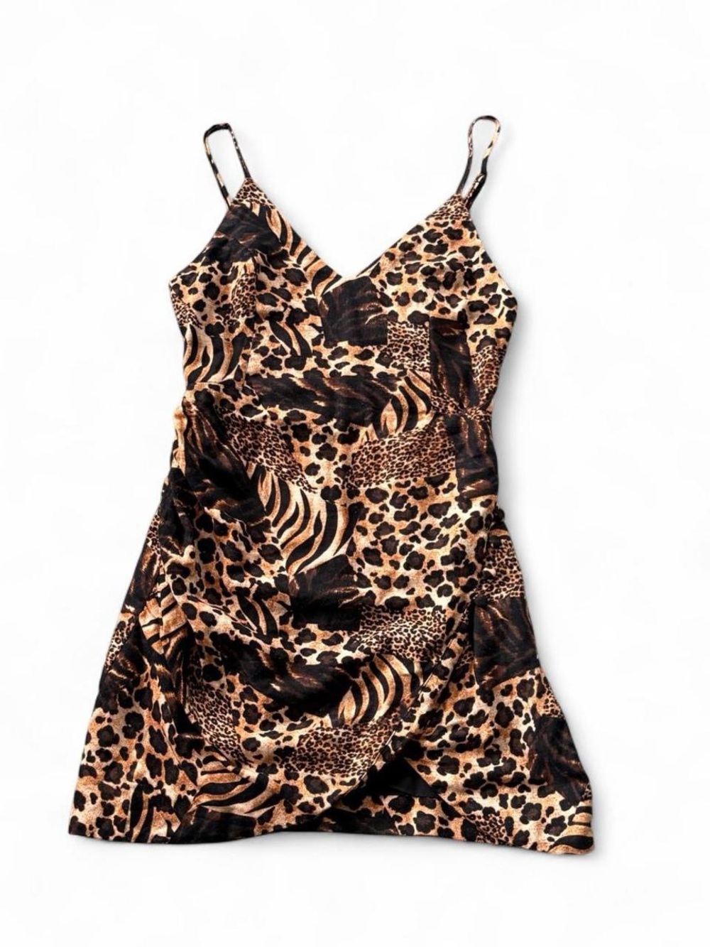 Urban Outfitters Leopard & Tiger Print Slip Dress - Black, Brown, Tan